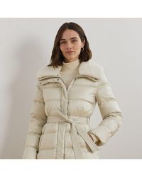 Ralph Lauren - Faux-shearling-trim Belted Down Coat - Lyst