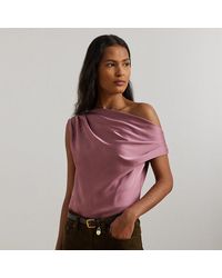 Ralph Lauren - Satin Charmeuse Off-the-shoulder Blouse - Lyst