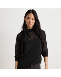 Ralph Lauren - Metallic Gestreepte Blouse Met Strik - Lyst