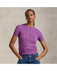Polo Ralph Lauren - Cable-Knit Cotton Short-Sleeve Jumper - Lyst