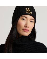Ralph Lauren - Embroidered-Logo Cable-Knit Beanie - Lyst