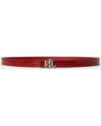 Ralph Lauren - Logo Reversible Embossed Skinny Belt - Lyst