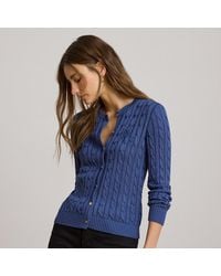 Ralph Lauren - Cable-Knit Cotton-Blend Cardigan - Lyst