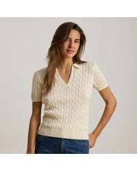 Ralph Lauren - Cable Cotton-Blend Short-Sleeve Sweater - Lyst