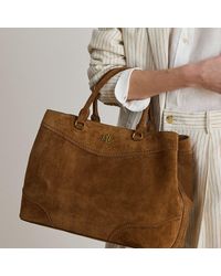 Ralph Lauren - Perforated Suede Large Marcy Satchel - Lyst