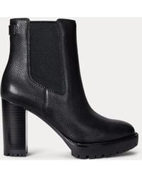 Ralph Lauren - Layne Pebbled Leather Bootie - Lyst