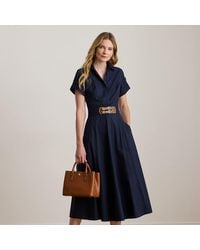 Ralph Lauren - Ralph Lauren Buckle-Trim Stretch-Cotton Blend Dress - Lyst