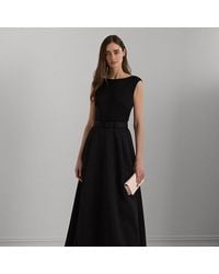Lauren by Ralph Lauren - Belted Faille & Jersey Gown - Lyst