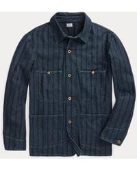 RRL - Indigo Striped Twill Shirt Jacket - Lyst