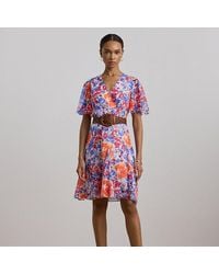 Ralph Lauren - Petite - Floral Crinkle Georgette Surplice Dress - Lyst