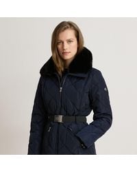 Ralph Lauren - Faux Fur-Trim Diamond-Quilted Down Coat - Lyst