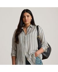 Ralph Lauren - Ralph Lauren Relaxed Fit Striped Satin Shirt - Lyst