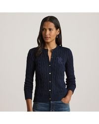 Ralph Lauren - Cable-Knit Cotton-Blend Cardigan - Lyst