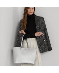 Lauren by Ralph Lauren - Crosshatch Leather Large Karly Tote - Lyst