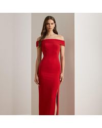 Ralph Lauren - Vestido Largo De Crepé Y Hombros Caídos - Lyst