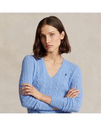 Polo Ralph Lauren - Pullover mit V-Ausschnitt und Zopfmuster - Lyst