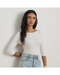 Ralph Lauren - Rib-Knit Cotton-Blend Boatneck Tee - Lyst