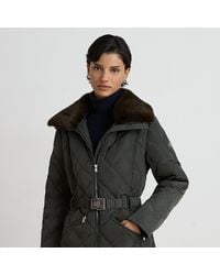Ralph Lauren - Faux Fur-Trim Diamond-Quilted Down Coat - Lyst