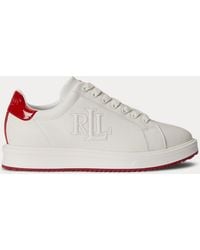 Ralph Lauren - Ainsley Smooth & Crinkle Leather Trainer - Lyst