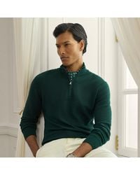 Ralph Lauren - Piqué-Knit Wool Quarter-Zip Jumper - Lyst