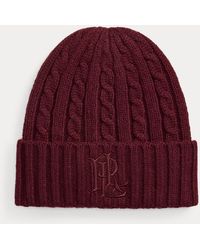 Ralph Lauren - Embroidered-Logo Cable-Knit Beanie - Lyst