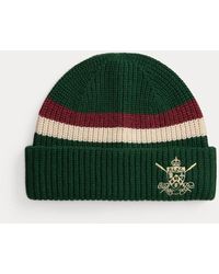Ralph Lauren - Embroidered Rib-Knit Wool Beanie - Lyst