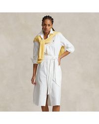 Ralph Lauren - Hemdkleid aus Baumwolloxford mit Gürtel - Lyst