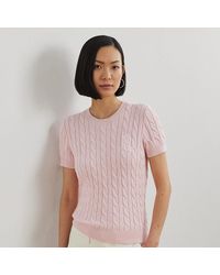 Ralph Lauren - Katoenen Kabeltrui Met Korte Mouwen - Lyst
