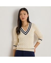 Ralph Lauren - Cable-Knit Cotton Cricket Sweater - Lyst