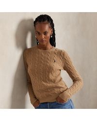 Polo Ralph Lauren - Wol-Kasjmier Kabeltrui Met Ronde Hals - Lyst