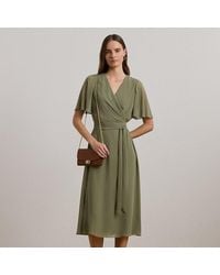Ralph Lauren - Belted Georgette Dress - Lyst
