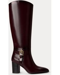 Ralph Lauren - Raelynn Glazed Leather Tall Boot Heel - Lyst