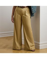 Ralph Lauren - Ralph Lauren Pleated Cotton Twill Wide-Leg Pant - Lyst