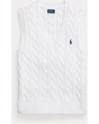 Polo Ralph Lauren - Gilet in cotone a trecce con scollo a V - Lyst