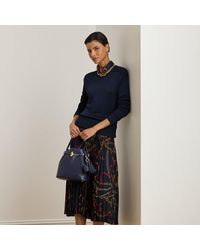 Ralph Lauren - Belting-Print Pleated Georgette Skirt - Lyst
