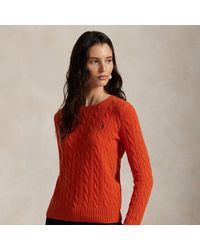 Polo Ralph Lauren - Wol-Kasjmier Kabeltrui Met Ronde Hals - Lyst
