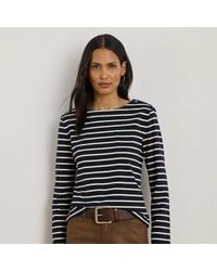 Ralph Lauren - Haut Rayé À Encolure Bateau En Jersey - Lyst