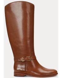 Lauren by Ralph Lauren - Brooke Burnished Leather Riding Boot - Lyst