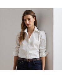 Ralph Lauren - Petite - Camicia in cotone anti-grinze - Lyst