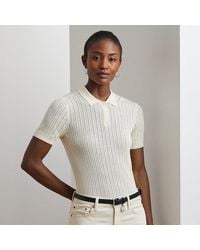 Ralph Lauren - Pointelle-Knit Cotton-Blend Polo Jumper - Lyst