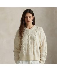Polo Ralph Lauren - Cable-Knit Wool-Cashmere V-Neck Sweater - Lyst