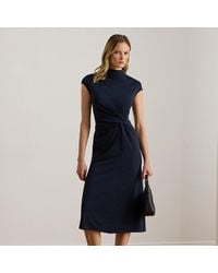 Ralph Lauren - Ralph Lauren Twist-Front Jersey Mockneck Dress - Lyst