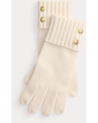 Ralph Lauren - Crest-Button-Trim Knit Gloves - Lyst