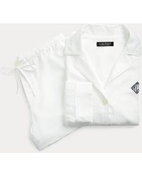 Ralph Lauren Pyjama aus Leinenmischung mit Shorts - Weiß