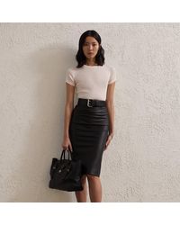 Ralph Lauren - Short Curran Nappa Leather Pencil Skirt - Lyst
