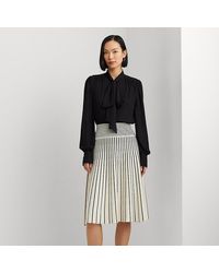 Lauren by Ralph Lauren - Ralph Lauren Striped Cotton-blend Midi Skirt - Lyst