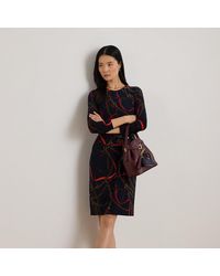 Ralph Lauren - Print Jersey Three-Quarter-Sleeve Dress - Lyst