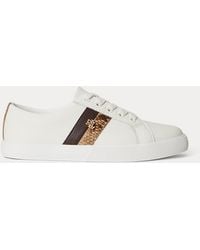 Ralph Lauren - Janson Ii Embossed-Trim Leather Trainer - Lyst