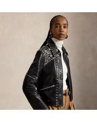Polo Ralph Lauren - Studded Leather Moto Jacket - Lyst