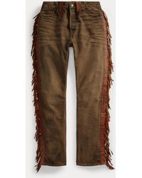 RRL Westernjeans mit Wildlederfransen - Braun